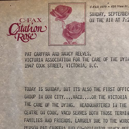 Cfax Citation Rose 1979 Victoria Hospice