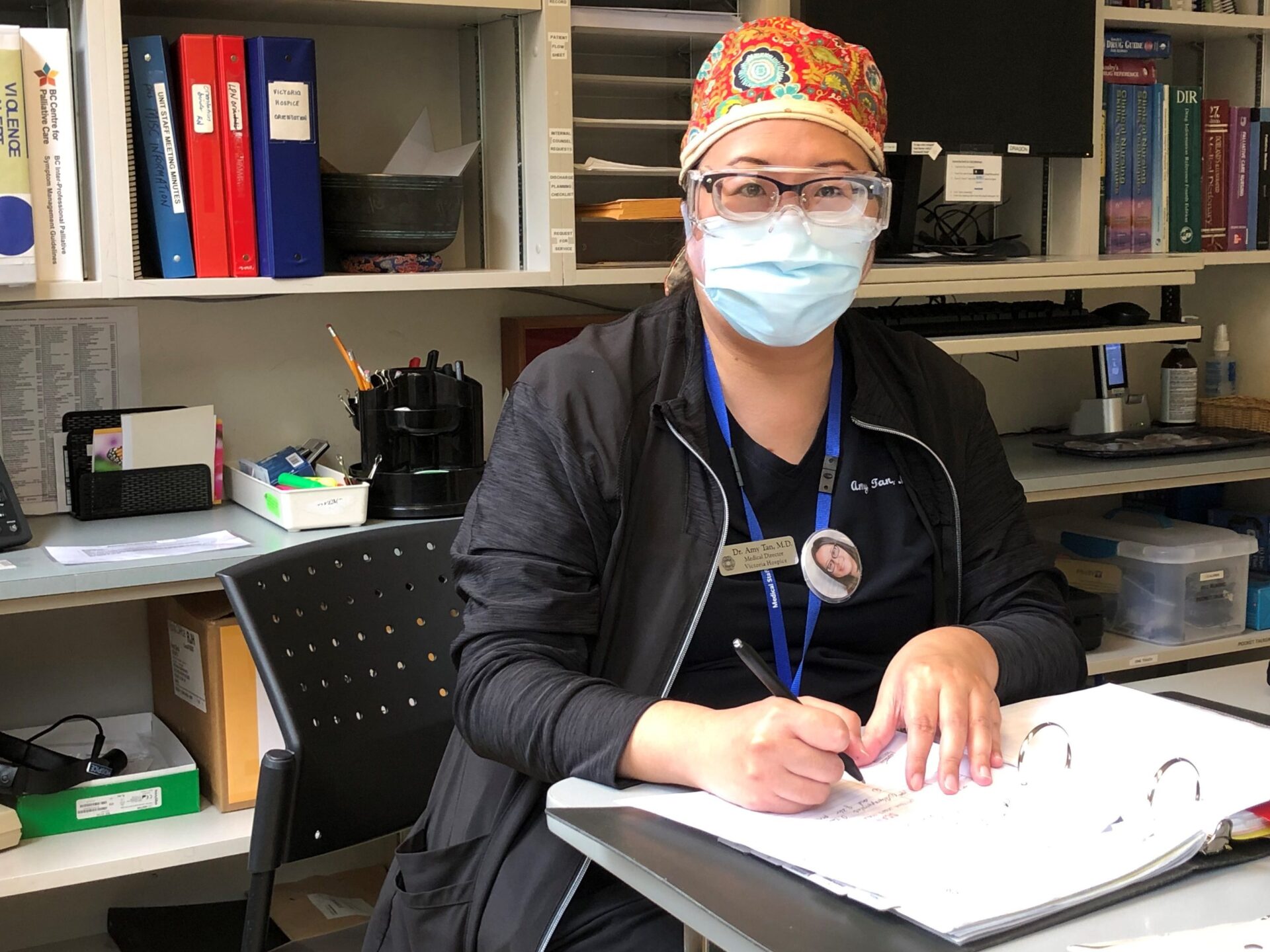 Victoria Hospice Medical Director Dr. Amy Tan wearing PPE
